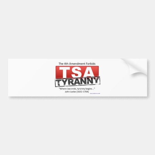 Zazzle TSA Tyranny Afbeelding Bumpersticker (Voorkant)