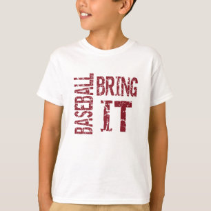 Zazzle Unisex Kids Baseball Bring It T-shirt (rood