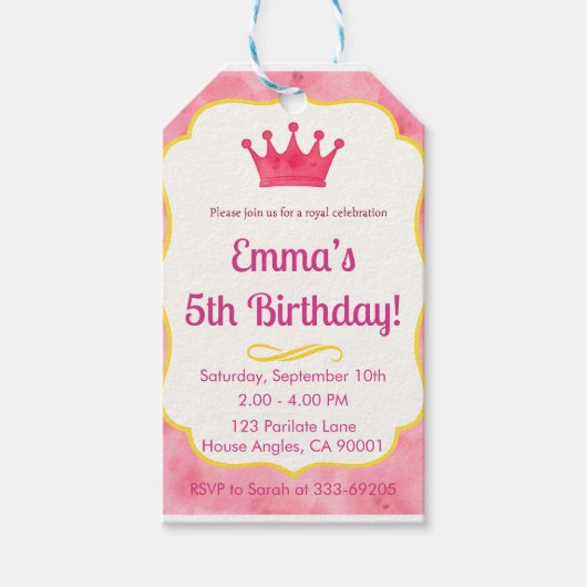 Zazzlemade Royal Kids Verjaardag Uitnodiging Kaart Cadeaulabel (Voorkant)