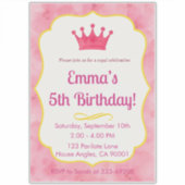 Zazzlemade Royal Kids Verjaardag Uitnodiging Kaart Sticker (Voorkant)