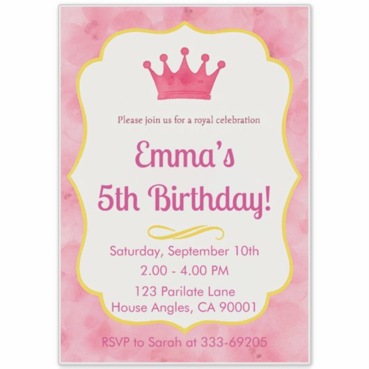 Zazzlemade Royal Kids Verjaardag Uitnodiging Kaart Sticker (Voorkant)