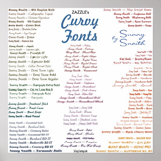 Zazzle's Curvy Fonts Poster (Voorkant)