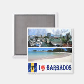 zBB005 BARBADOS I Love, Mosaic, Bridgetown, Fridge Magneet (Voorkant / Achterkant)