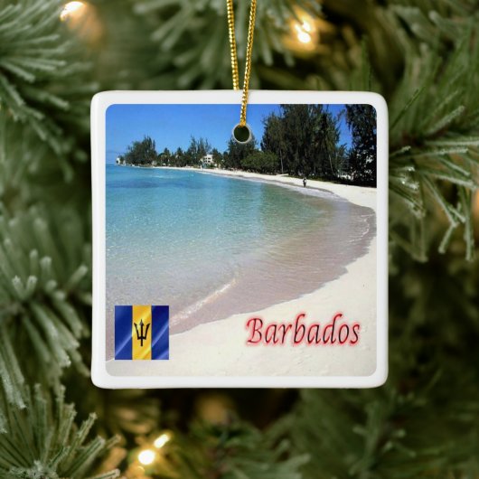 zBB007 BARBADOS the Beach, Zee Uitzicht, Keramisch Ornament (Boom)