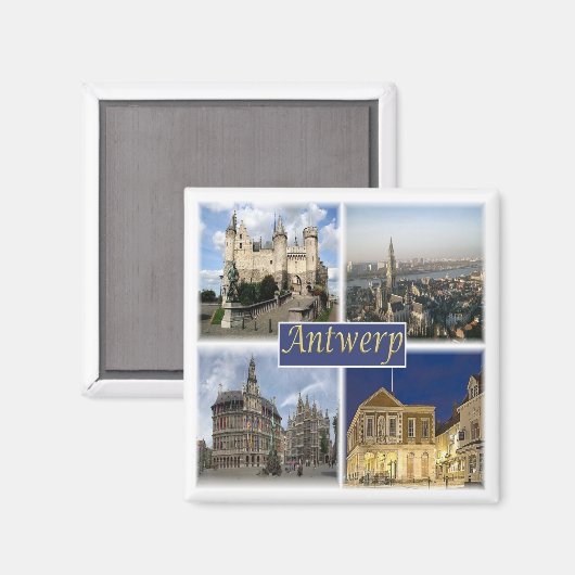 zBE008 ANTWERP Belgium, Fridge Magneet (Voorkant / Achterkant)