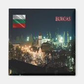zBG007 BURGAS by Night Bulgarije Koelkast Magneet (Voorkant)