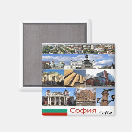 zBG009 SOFIA Bulgarije collage, Koelkast Magneet (Voorkant / Achterkant)