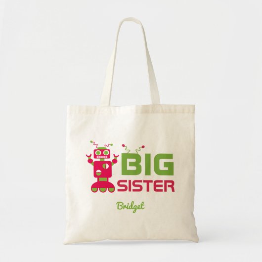 Zbling Robot Big Zuster Pink Kinder gepersonalisee Tote Bag (Voorkant)