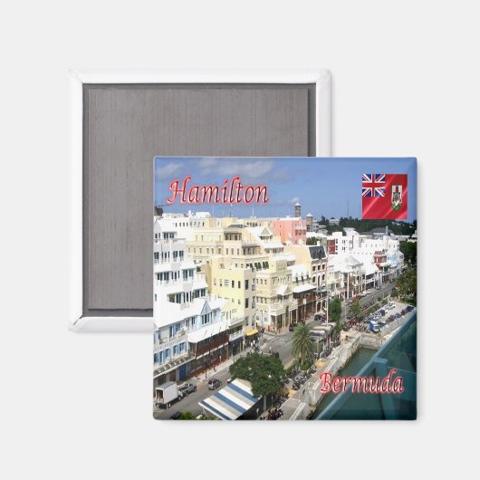 zBM004 HAMILTON, Front Street, Bermuda, Fridge Magneet (Voorkant / Achterkant)