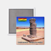 zBO015 TIAHUANACO, Ponce Monolith, Boliva, Fridge Magneet (Voorkant / Achterkant)