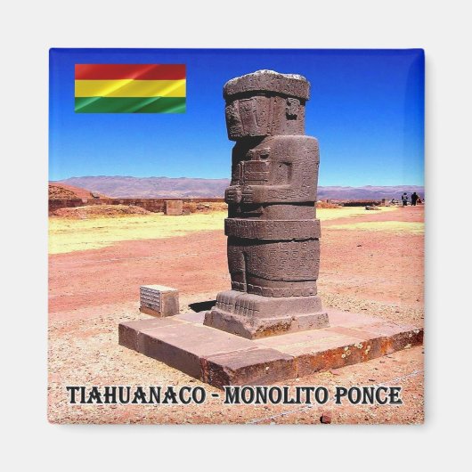 zBO015 TIAHUANACO, Ponce Monolith, Boliva, Fridge Magneet (Voorkant)