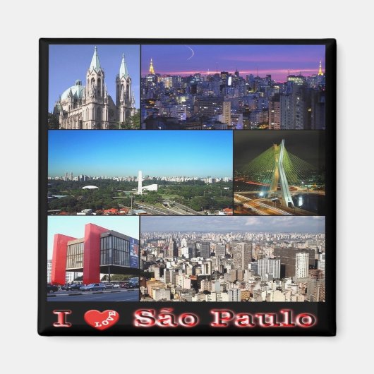 zBR011 SAO PAULO I Love, Mosaic, Fridge Magneet (Voorkant)