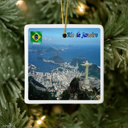 zBR023 panorama van RIO DE JANEIRO, Keramisch Ornament (Boom)