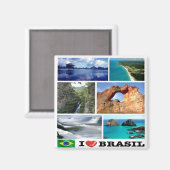 zBR032 BRAZILIL I Love, Mosaic, America, Fridge Magneet (Voorkant / Achterkant)