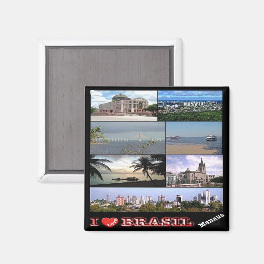 zBR033 BRZIL I Love, Mosaic, Manaus, Fridge Magneet (Voorkant / Achterkant)