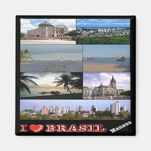 zBR033 BRZIL I Love, Mosaic, Manaus, Fridge Magneet (Voorkant)
