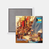 zBS006 BAHAMAS, Straw Market, America, Fridge Magneet (Voorkant / Achterkant)