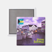 zBS007 NASSAU, Panorama, Bahamas, Amerika, Fridge Magneet (Voorkant / Achterkant)