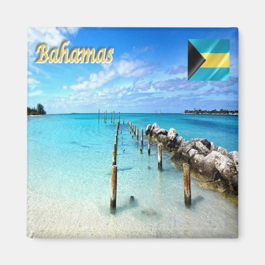 zBS010 BAHAMAS, Jaws Beach, Panorama, Fridge Magneet (Voorkant)