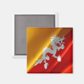 zBT002 Bhutanese waving FLAG Bhutan, Fridge Magneet (Voorkant / Achterkant)
