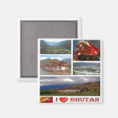 zBT007 I Love BHUTAN, Asia, Fridge Magneet (Voorkant / Achterkant)
