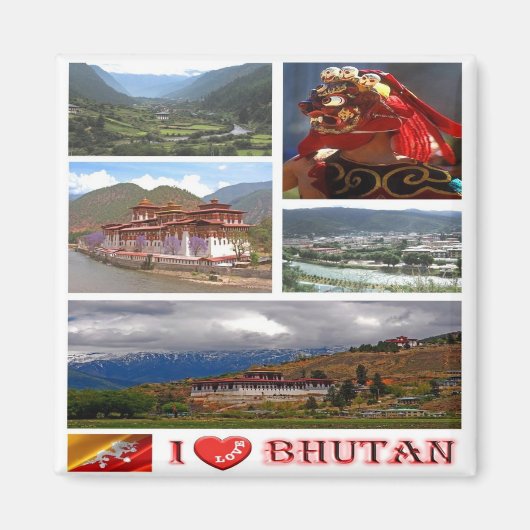 zBT007 I Love BHUTAN, Asia, Fridge Magneet (Voorkant)