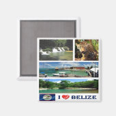 zBZ004 BELIZE I Love, Mosaic, America, Fridge Magneet (Voorkant / Achterkant)