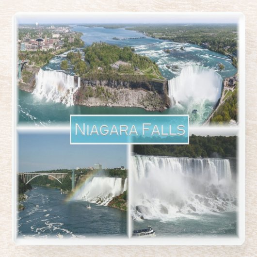 zCA012 NIAGARA-HERFSTEN van de Rainbow-brug, Glazen Onderzetter (Voorkant)