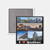zCA020 QUEBEC I Love, Mosaic, Canada, Fridge Magneet (Voorkant / Achterkant)