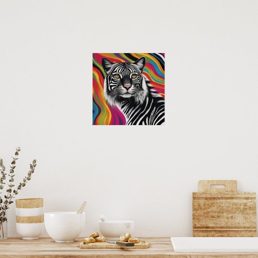 ZCat - Kat met Zebra strepen Poster (Keuken)