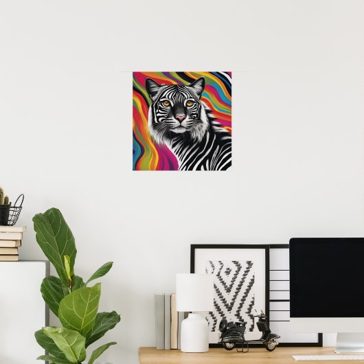 ZCat - Kat met Zebra strepen Poster (Thuiskantoor)