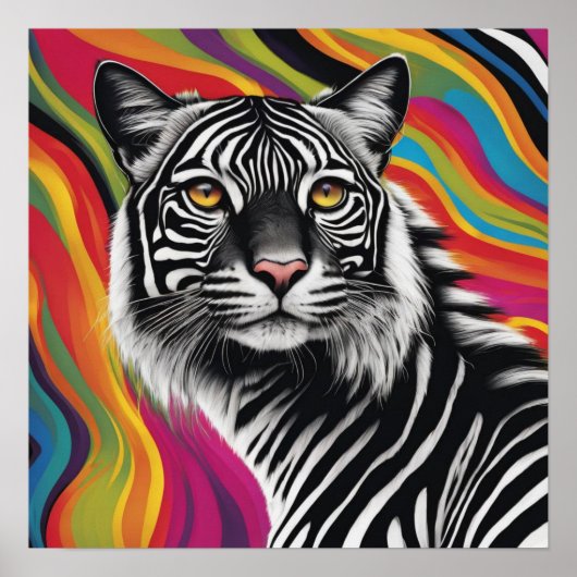 ZCat - Kat met Zebra strepen Poster (Voorkant)