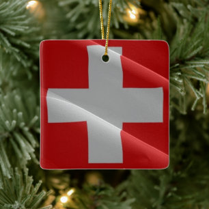 zCH002-golvende VLAGSWISS, Keramisch Ornament