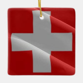 zCH002-golvende VLAGSWISS, Keramisch Ornament (Voorkant)