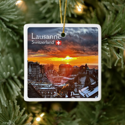 zCH013 LAUSANNE Zwitserland, Keramisch Ornament (Boom)