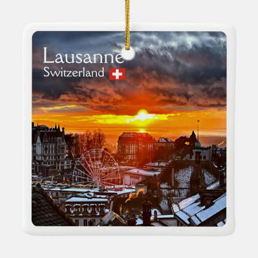 zCH013 LAUSANNE Zwitserland, Keramisch Ornament (Achterkant)