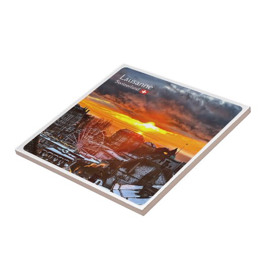 zCH013 LAUSANNE Zwitserland, Tegeltje (Zijkant)