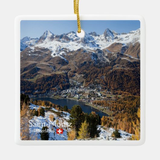 zCH018 SAINT-MORITZ Zwitserland, Keramisch Ornament (Voorkant)