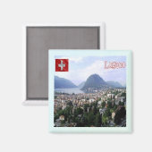 ZCH027 LUGANO Zwitserland - Fridge Magnet (Voorkant / Achterkant)