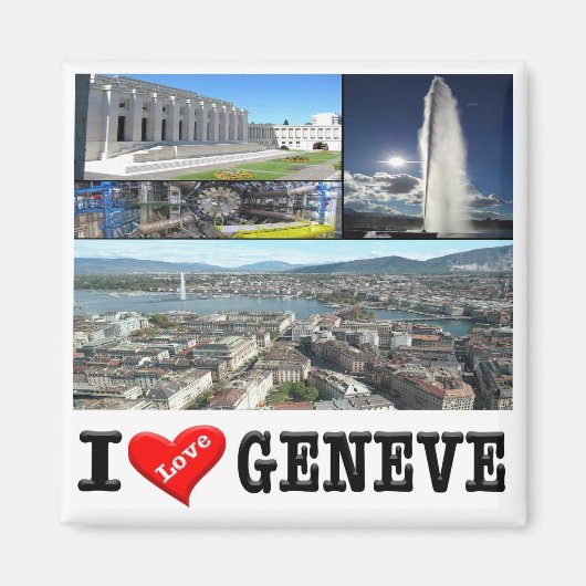 zCH032 GENÈVE I Love Zwitserland, Koelkast Magneet (Voorkant)