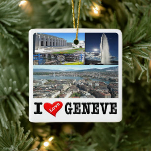 zCH032 GENÈVE Ik hou van Zwitserland, Keramisch Ornament