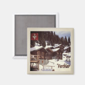 zCH034 VERBIER Cottages Zwitsers - Fridge Magnet (Voorkant / Achterkant)