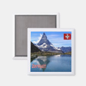 ZCH035 ZERMATT Lake Zie Zwitsers-Fridge Magnet (Voorkant / Achterkant)