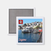 ZCH048 LUGANO Zwitserland - Fridge Magnet (Voorkant / Achterkant)