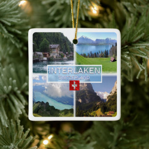 zCH051 INTERLAKEN Lake Thun Thunerse Swiss Keramisch Ornament