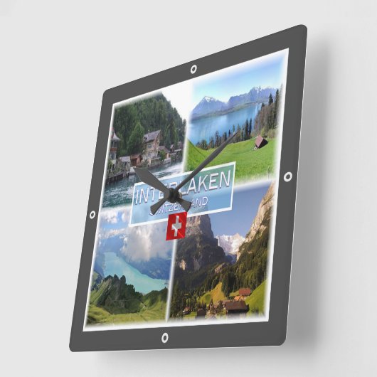 zCH051 INTERLAKEN Lake Thun Thunerse Swiss Vierkante Klok (Hoek)