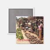 zCI007 IVORY COAST, traditionele markt, Fridge Magneet (Voorkant / Achterkant)