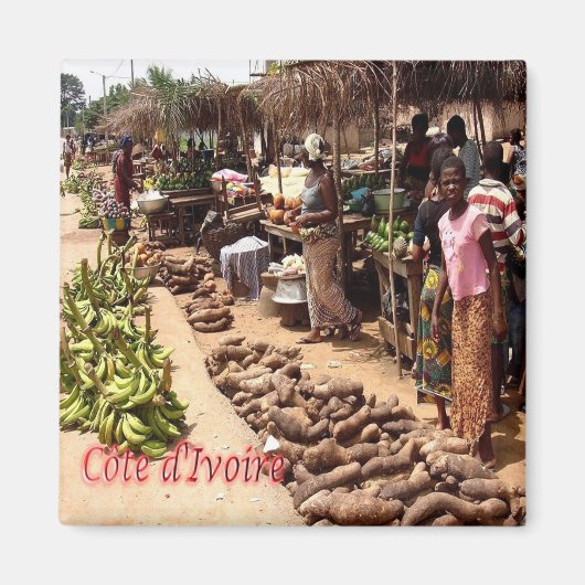 zCI007 IVORY COAST, traditionele markt, Fridge Magneet (Voorkant)