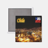 zCL015 CHILE, Valparaiso, Nacht Uitzicht, Chili, F Magneet (Voorkant / Achterkant)