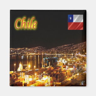 zCL015 CHILE, Valparaiso, Nacht Uitzicht, Chili, F Magneet